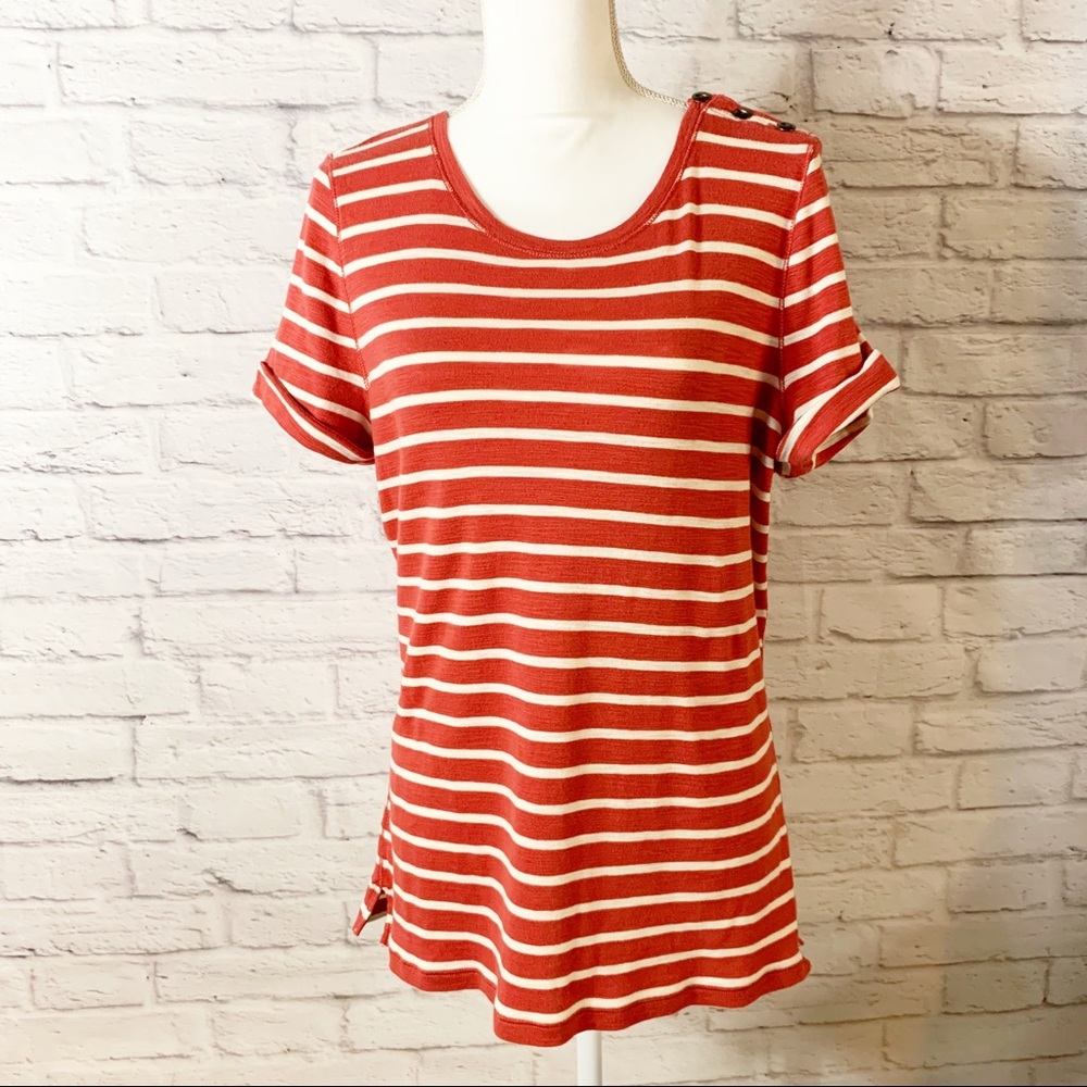 NWT Womens LRL Striped short sleeve shirt XL